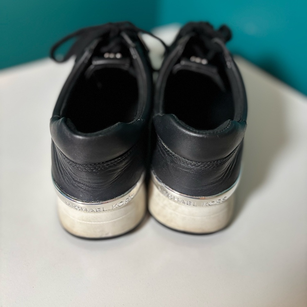 Michael Kors Allie Black Leather Sneakers - Picture 3 of 7
